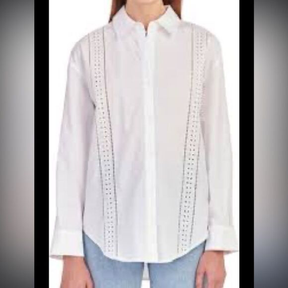 English Factory Eyelet Detail Cotton Button-Up
Shirt L NWT - Picture 3 of 11
